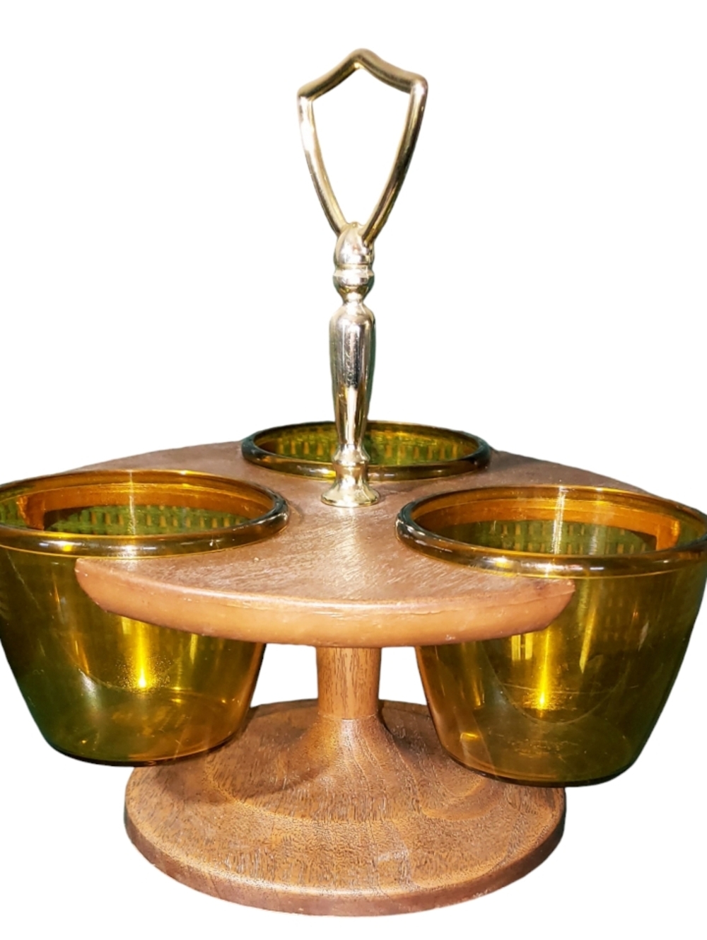 West Bend Therma-Serv Wood Grain Gold Amber Condiment Caddy Server